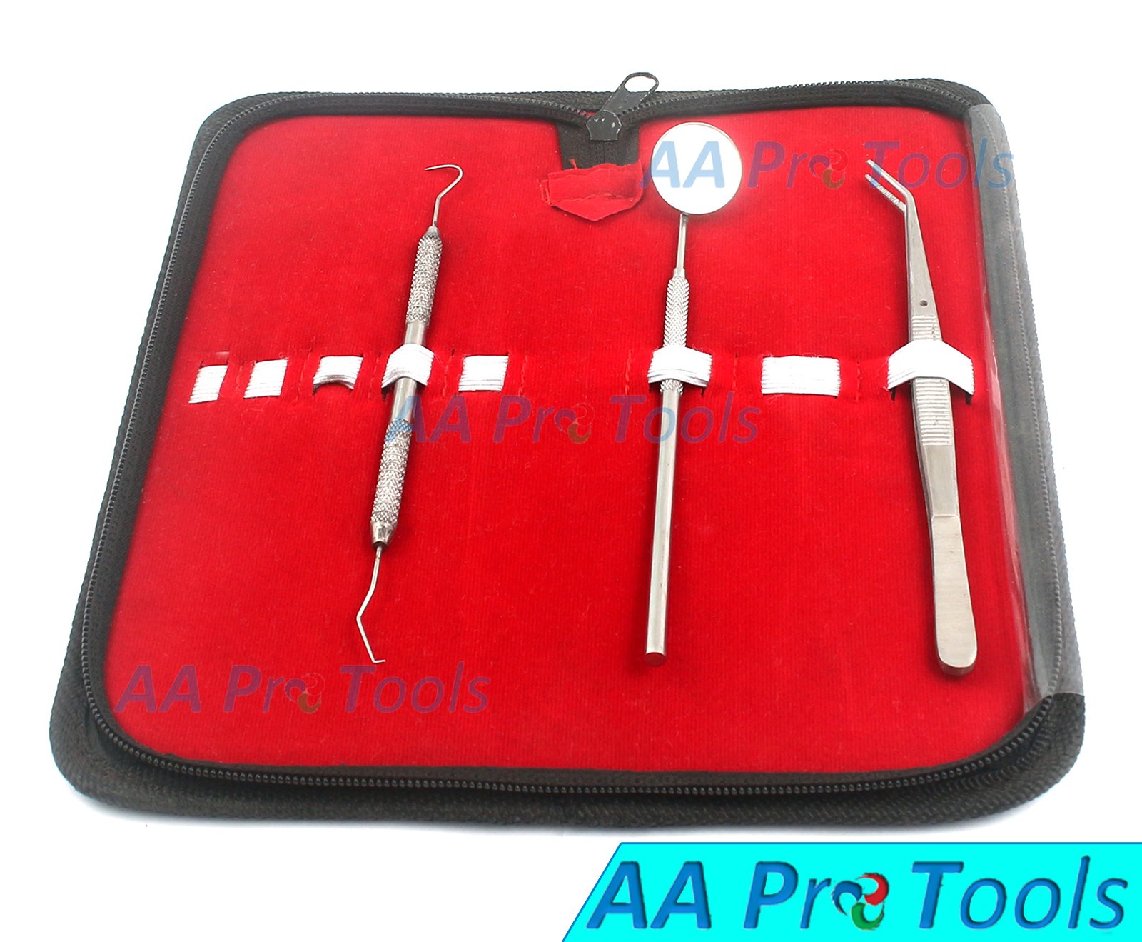 AA PRO 3 PCS Dental Hygiene KIT - Includes Dental Pick, Anti Fog Mouth Mirror, Tweezers- Professional Grade Dentist Approved Tools A+ Quality