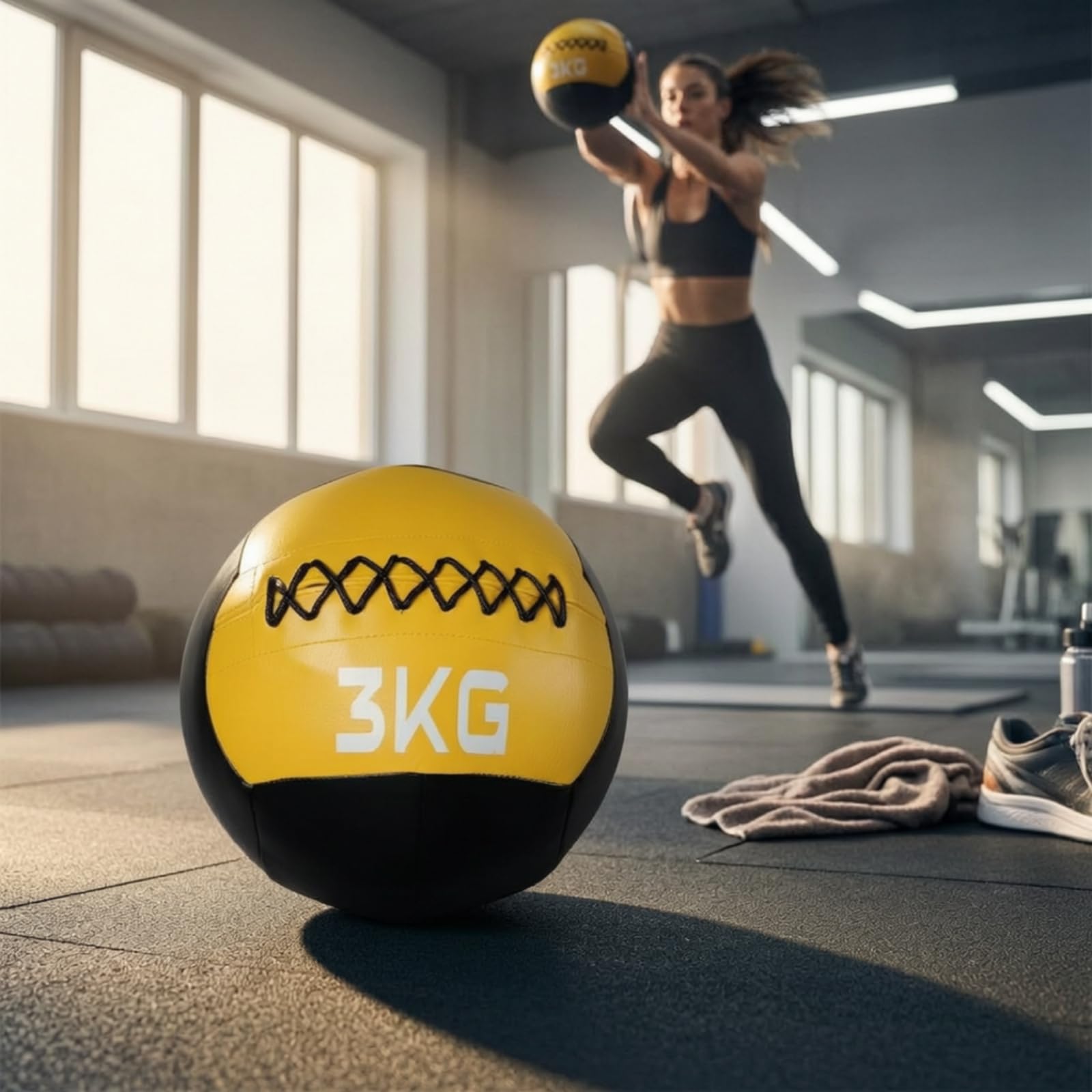Fitness Weighted Ball Palla Medica Palla Zavorrata Palla Allenamento Palla Esercizi in PVC Similpelle con Maniglie Laterali Cuciture Rinforzate Presa