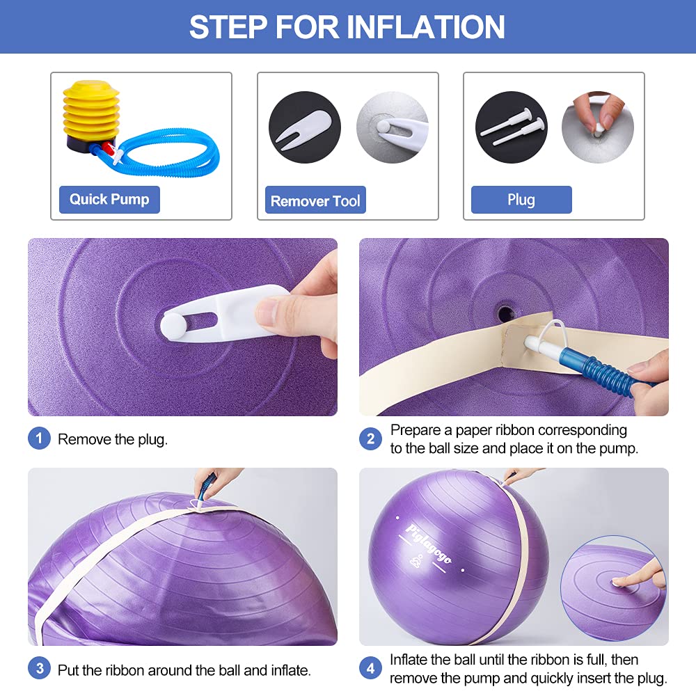 OMCGG Ballon Pilates 25cm - Ballon Gym Anti-éclatement Avec Paille De Gonflage Pour Yoga, Fitness, Grossesse Et Rééducation