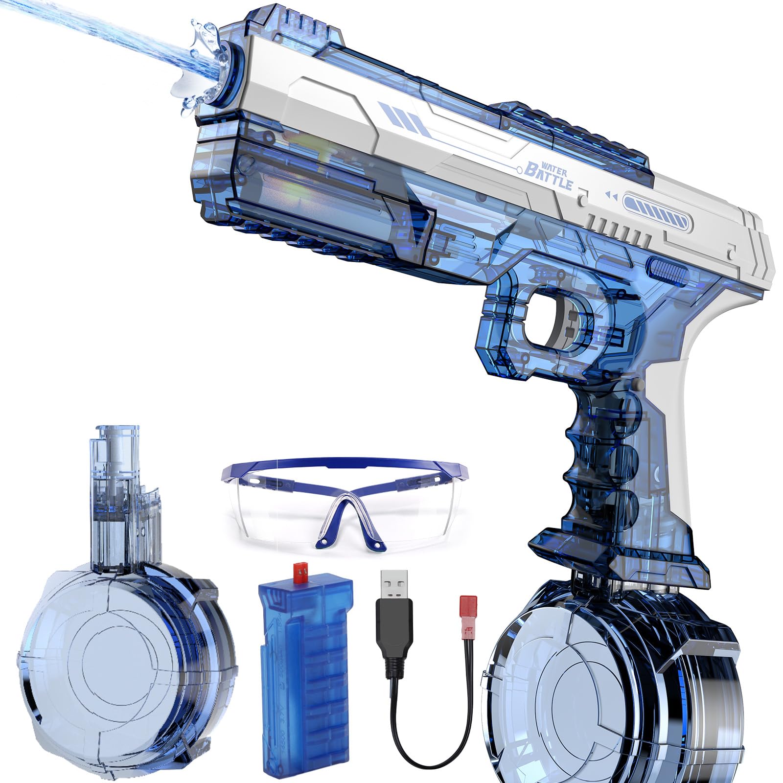 Skirfy Electric Water Gun with Realistic Gun Muzzle Flash for Kids Adults,High Powered Waterproof Water Pistol with High C...
