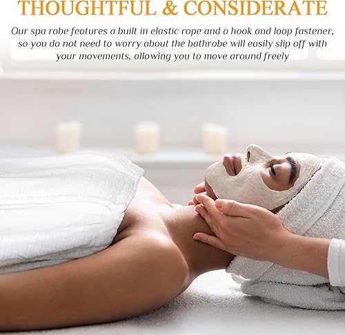 Miniatura 6 de Tigeen 8 piezas de toallas de spa para mujer, batas de spa con cierre ajustable y parte superior elástica, bata de spa ligera (rayas blancas)