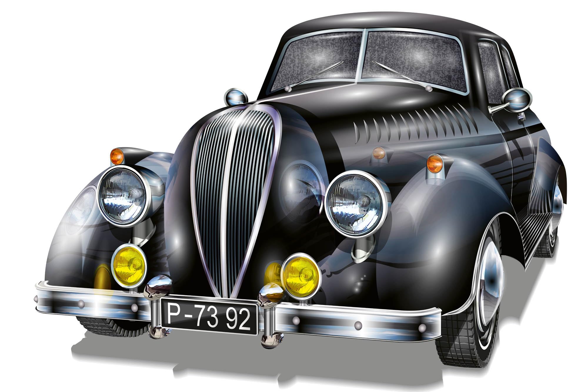 DIMEX LINE Non-Woven Photo Wallpaper Vintage Black CAR 375 x 250 cm - Non-Woven Wallpaper, wall Mural, wall Art - Wallpaper for Living Room, Bedroom, Office, Kitchen — image 1
