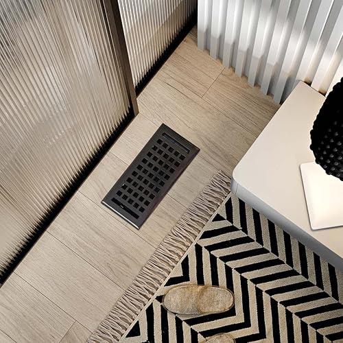 Miniatura 10 de Empire Register Co, Cubierta de ventilación 2 x 10 pulgadas, diseño cuadrado, acabado negro texturizado, cubiertas de ventilación de piso