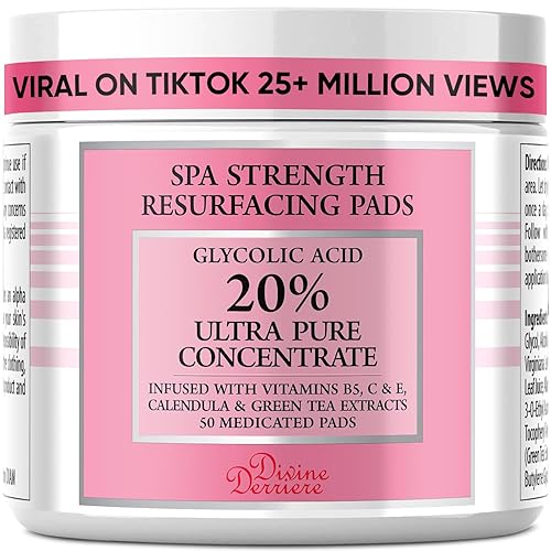 Miniatura 1 de Almohadillas de ácido glicólico 20 para rostro y cuerpo con vitaminas B5 C y E té verde caléndula exfolian la piel de la superficie reduce las