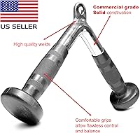 Vista 2 de FITNESS MANIAC USA Tricep Press Push Down Bar V Handle Close Grip Cable Multi Gym Attachment Pro Tricep V-Bar con asas de goma