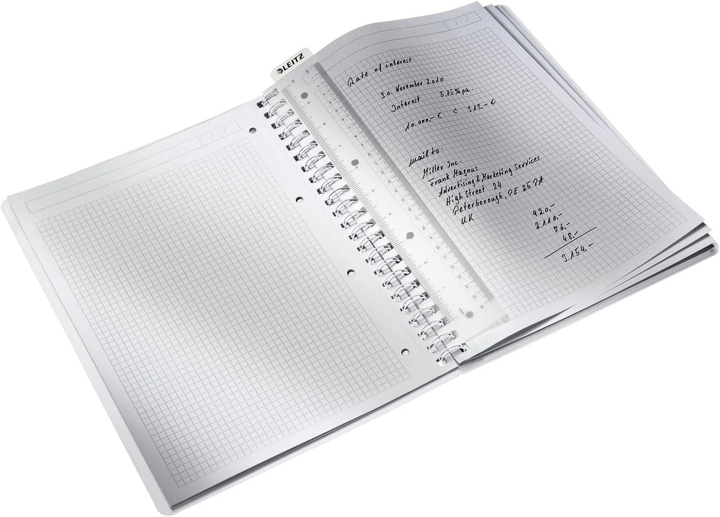 Leitz A4 Flexible Cover Notebook, Black Wire Bound, 80 Sheets, Squared Paper, 90 gsm Ivory Paper, Wow Range - Image 4