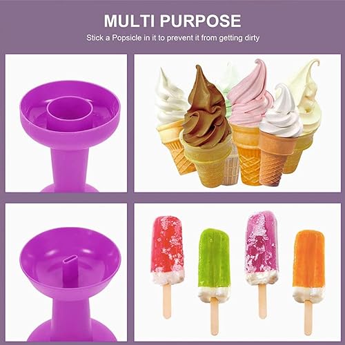 Miniatura 5 de Soportes para paletas para niños, 4 soportes anticongelantes para hielo, soporte para paletas sin goteo con pajilla, soporte reutilizable para