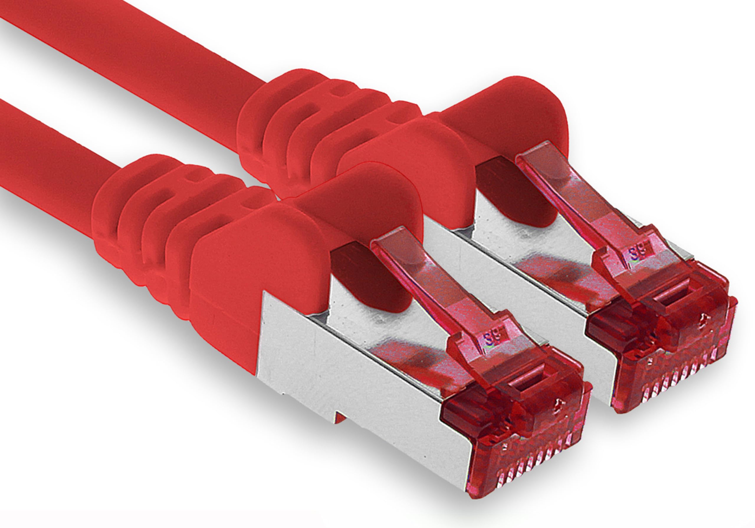1aTTack.de - 1x 50m CAT6 Patchkabel S/FTP PIMF Schirmung CAT.6 RJ45 Netzwerkkabel Ethernetkabel DSL LAN Router Switch Modem Patchfeld - rot - 1 Stück