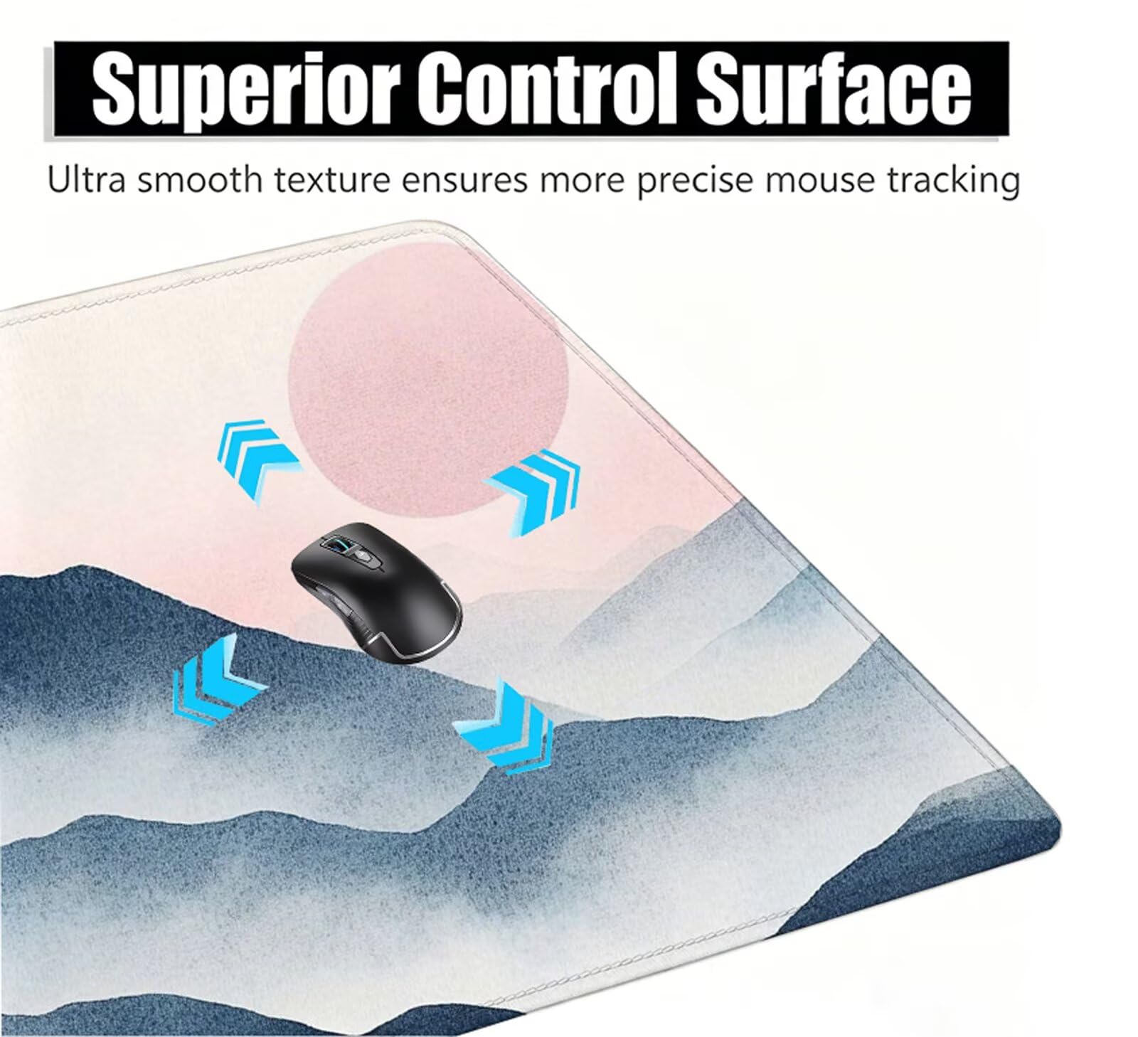 Montagne Grand Tapis de Souris Gamer 1200x600mm, Tapis de Bureau Gaming Soleil (2) avec Coutures Renforcées, Base en Caoutchouc Antidérapant, Mouse Pad XXL pour Gaming et Bureau, Portable Femme W6-816
