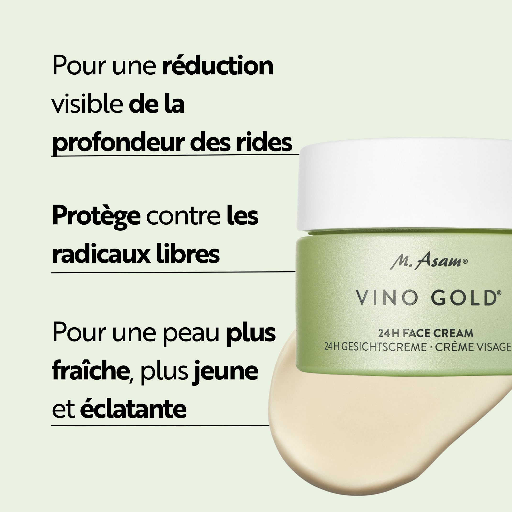 M. Asam Vino Gold Crème Visage 24H (100 ml) | Crème de jour & crème de nuit 24h Contre les rides & ridules, Protection contre le vieillissement prématuré, Anti-âge