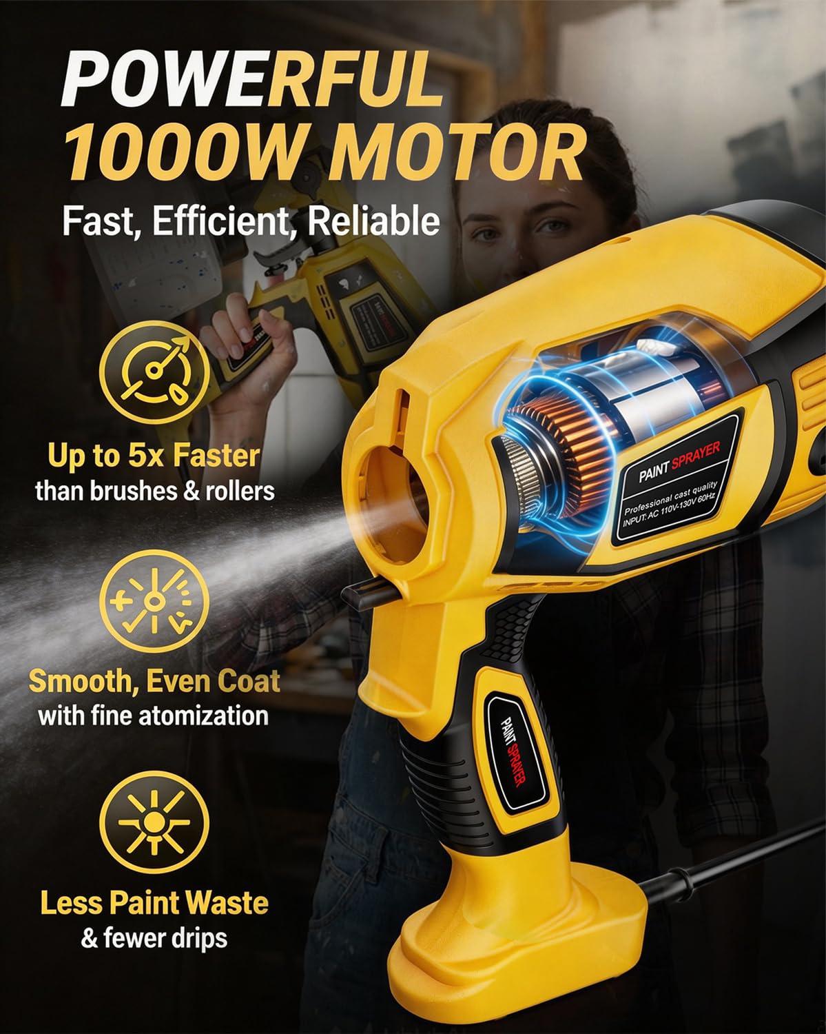 Electric Paint Sprayer - 1000W HVLP Gun -3 Electric Paint Sprayer - 1000W HVLP Gun -3
