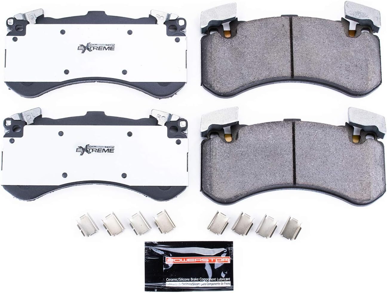 PowerStop Front Brake Pads For Audi A8 Quattro 2012-16 |S6 2013-18 |S7 2013-18 |S8 2013-18 - Z26 Carbon-Fiber Ceramic Brake Pads With Installation Hardware, Z26-1575