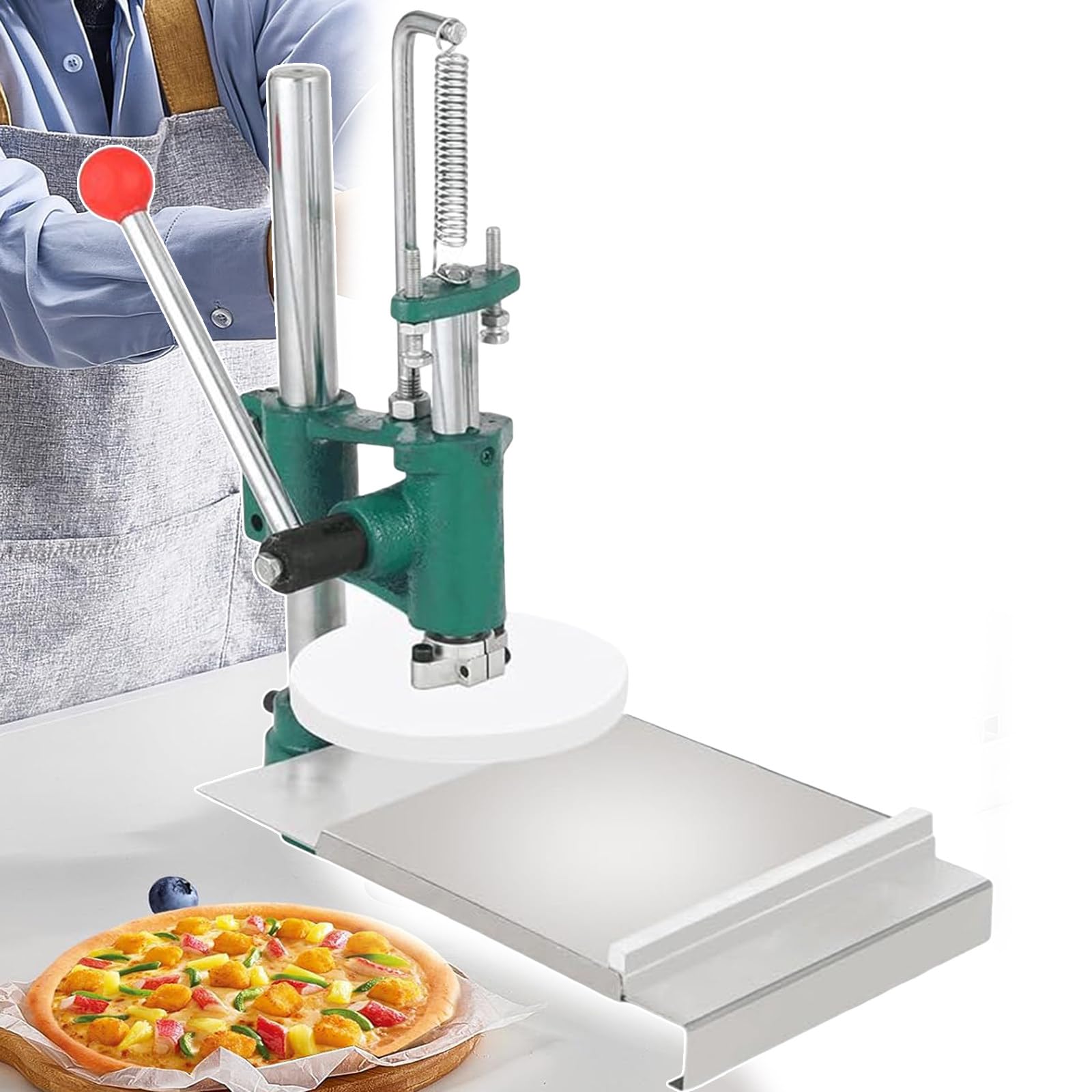Pizzateigpresse aus Edelstahl, manuell, 12,9–14 cm Teigrollwerkzeug für Handpies, Pizzakrusten und weiche Brötchen – Küchengerät in Handelsqualität für perfekte Ergebnisse, 12 cm