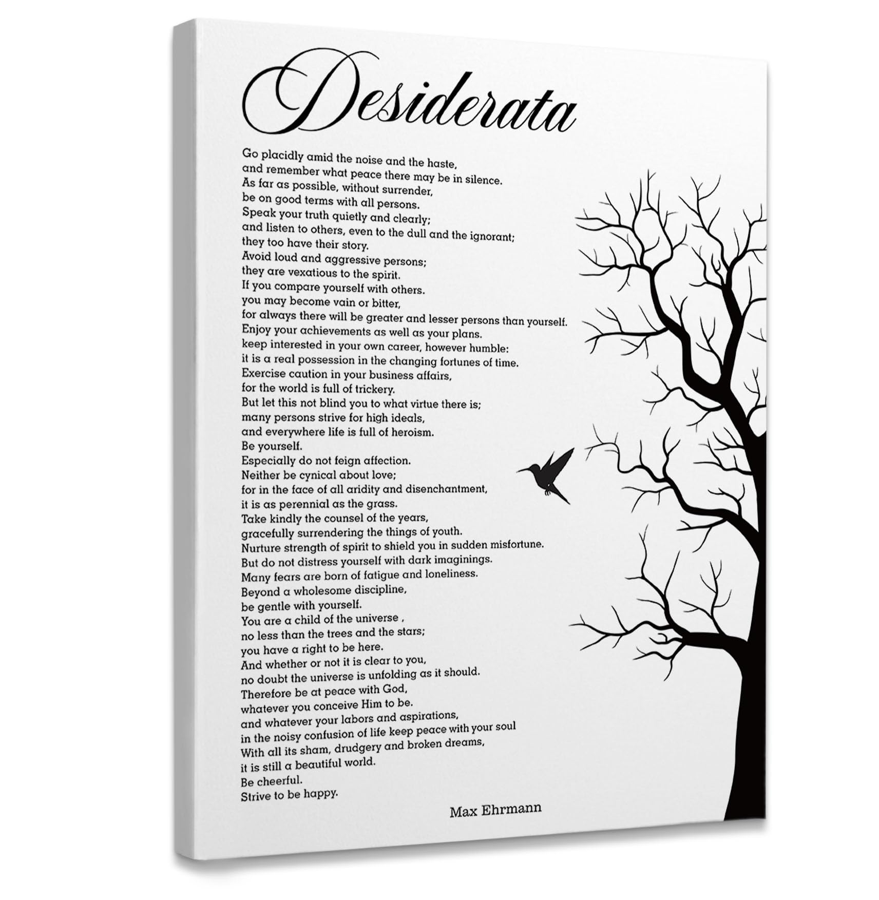 TUWN Desiderata Framed Canvas Wall Art 11x14, Desiderata Poem Framed, Positive Posters, Motivational Poster, Inspirational Wall Decor for Office School Classroom Home