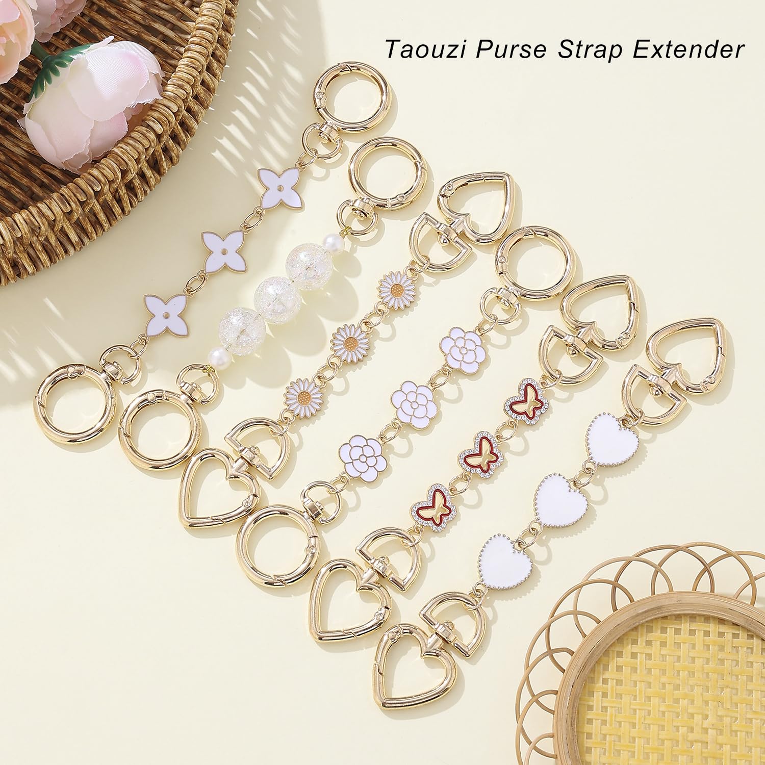 Taouzi 6Pcs Purse Chain Extender Purse Strap Extender for Handbags Charms Bag Strap Extender Purse Replacement for Women Purse Making Supplies Style 2