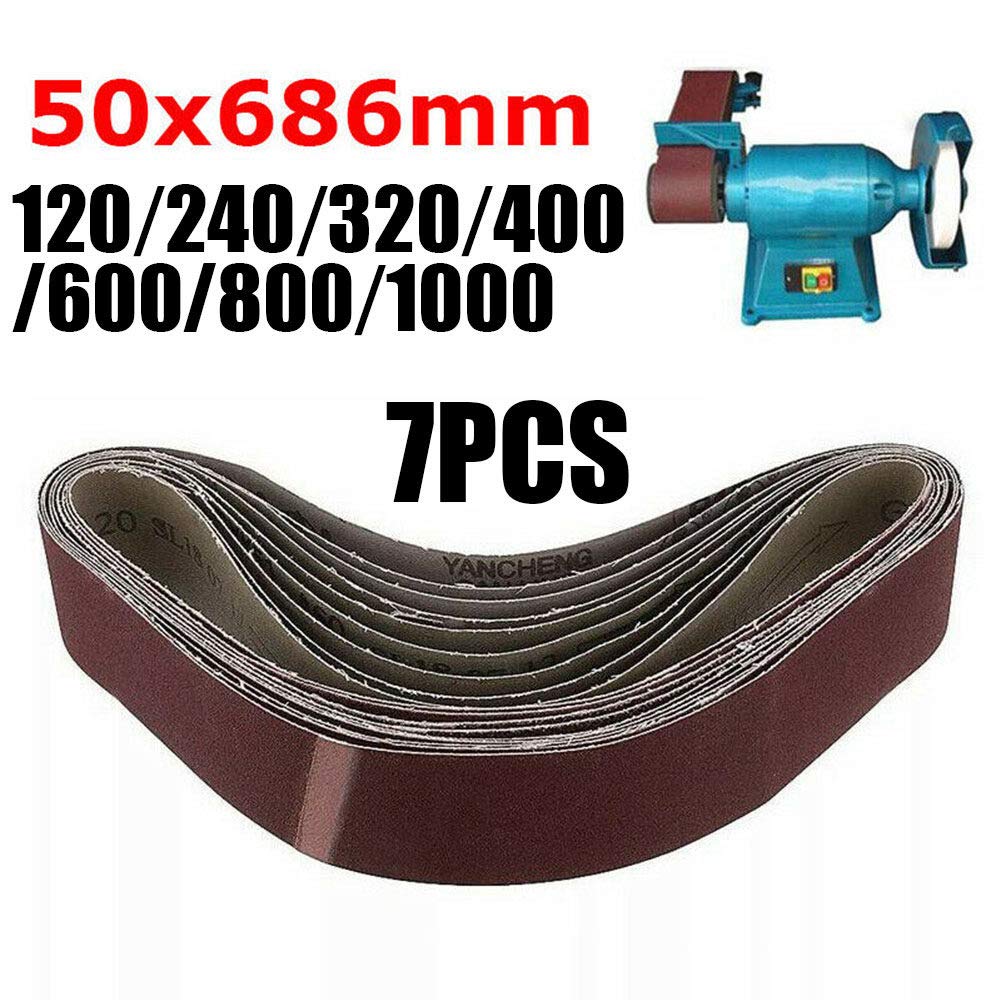 7Pcs / Set Schleifbänder Band 120/240/320/400/600/800/1000 Körnungen Holzschleifschleifwerkzeuge Aluminiumoxid 50x686mm, wie abgebildet