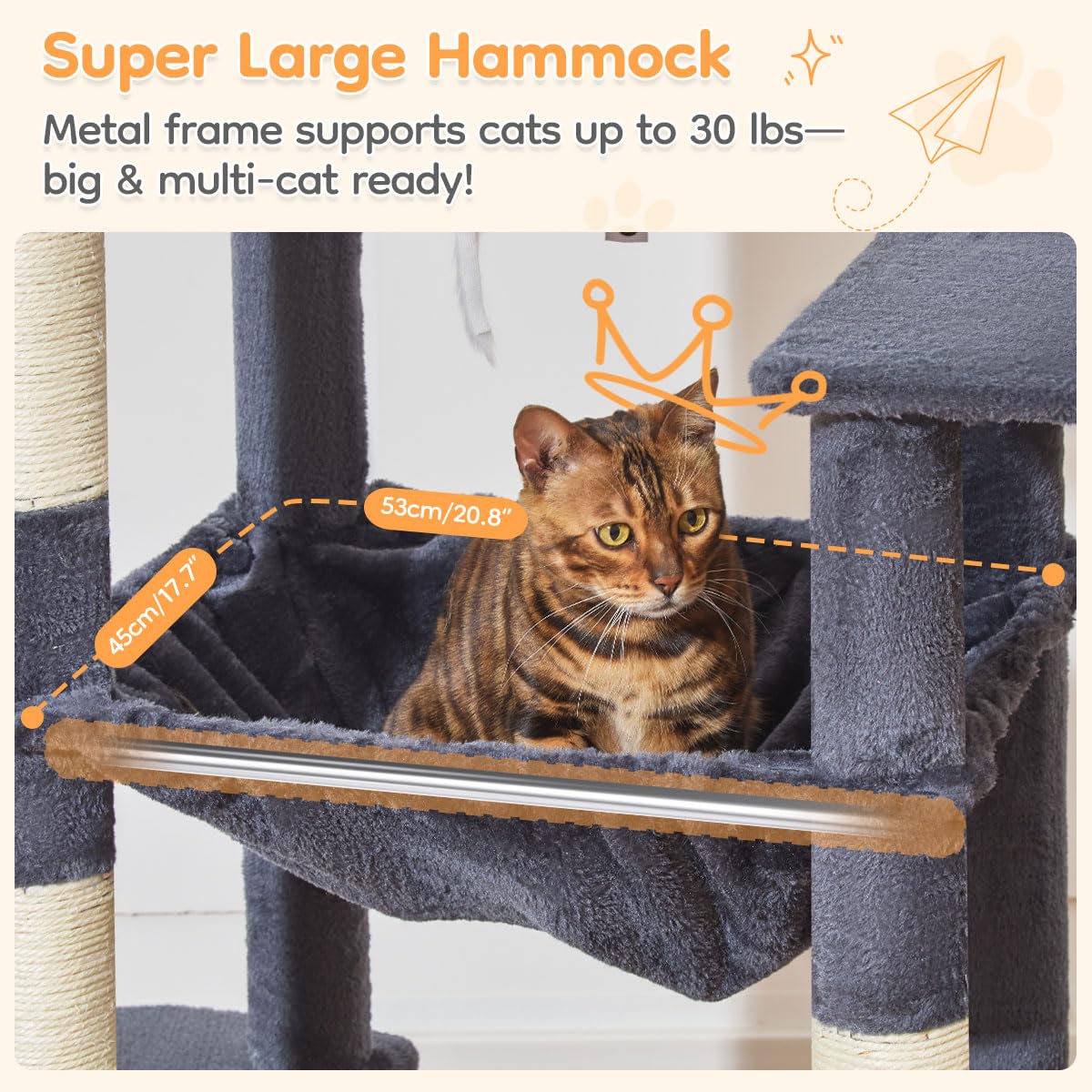 CAT★ Taoqimiao Heavy Duty Cat Tree for Large Cats 20lbs+, 71 in=180CM