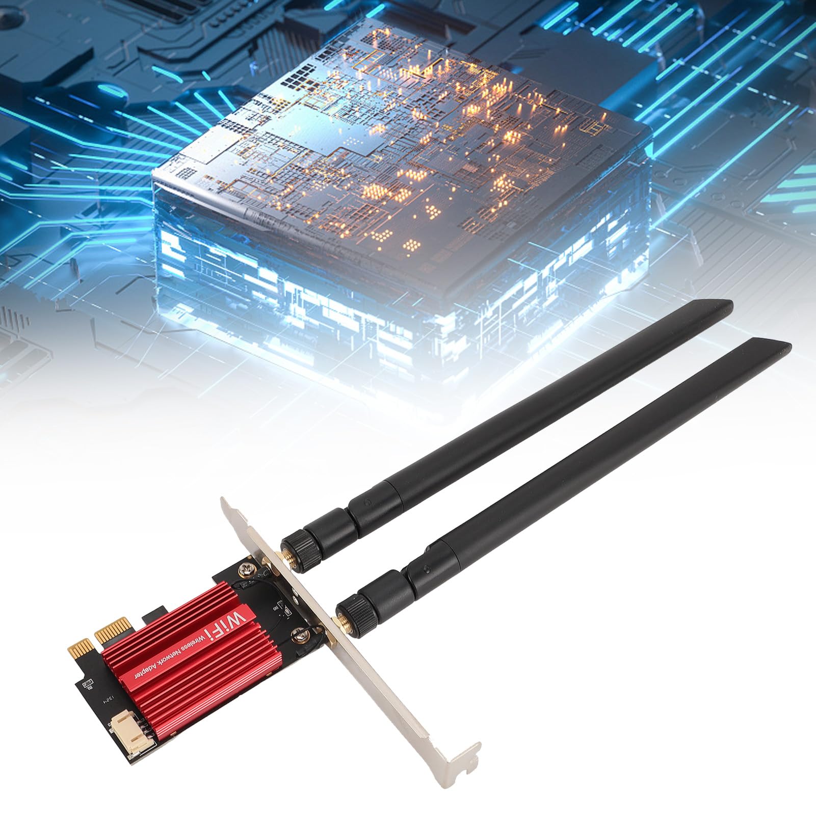 Scheda WiFi PCIE per PC - Scheda di Rete Wireless Bluetooth 5.3, 2.4/5/6G Tri Band con Doppia Antenna 8DB, Adattatore Wireless WiFi 7 con MU-Mimo, per Openwrt