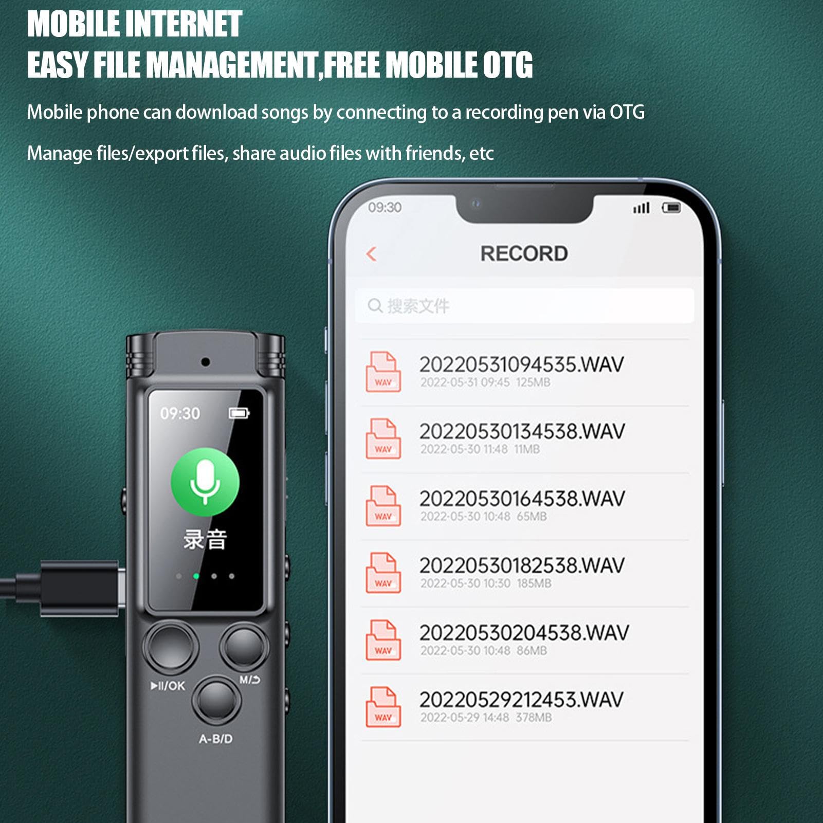 Dispositivo di registrazione audio, registratore audio | Registratori | vocali protetti da password - Riduzione del rumore, doppi microfoni, dittafono di qualità HD per giornalisti, studenti, confe