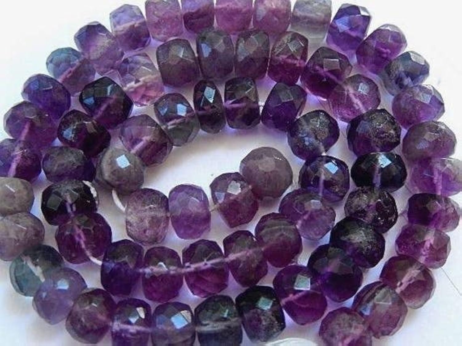 Fluorite perle naturelle facettée rondelle 7x5mm LKBEADS fil