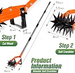 Walensee Rotary Cultivator,Hand Tiller with Star-Shaped Rolling Tines | Adjustable long handle,reseeding grass,soil mix,manual yard tiller