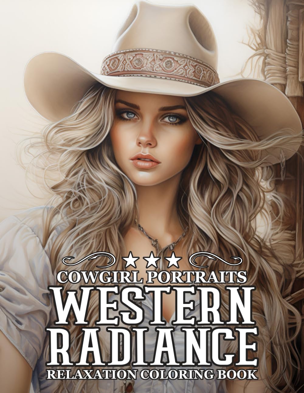 Western Radiance: Cowgirl Portraits for Relaxation Coloring Book | Rodeo Queen | Grayscale Wild West Coloring Books (Feminine Elegance Across Cultures: A Timeless Portrait Coloring Books)