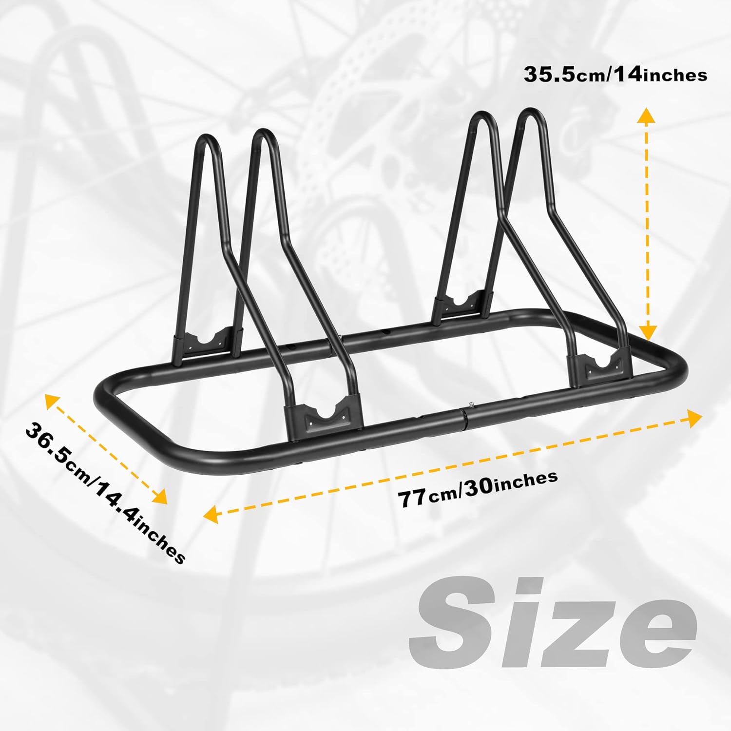 CyclingDeal Bicycle Floor Type Adjustable Parking Rack Stand - for Mountain MTB and Road Bike Indoor Garage Storage - for 2 Bikes