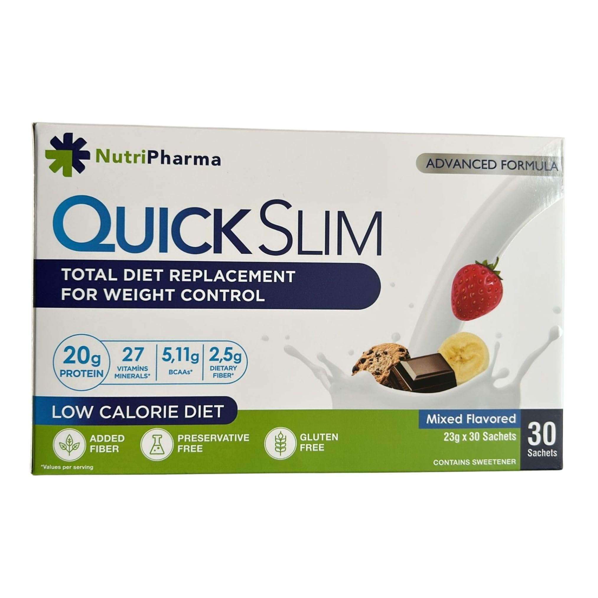 Frullato Sostitutivo Del Pasto Quick Slim per la Perdita Di Peso, 30 Pasti, 20 g di Proteine, 27 Vitamine e Minerali, Fibre Alimentari, Senza Glutine (Pacchetto varietà)