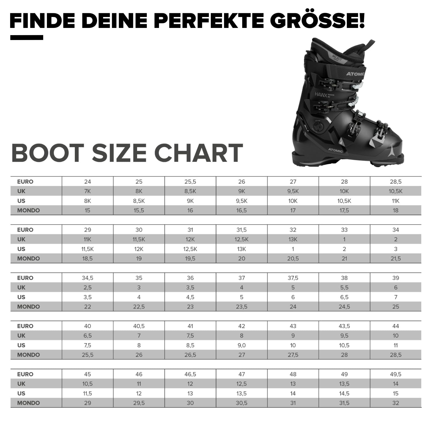 ATOMIC HAWX Magna 80 Skischuhe - Breite Ski-Boots mit 102 mm Passform & 80er-Flex - Hochwertige Ski-Schuhe mit Prolite-Konstruktion