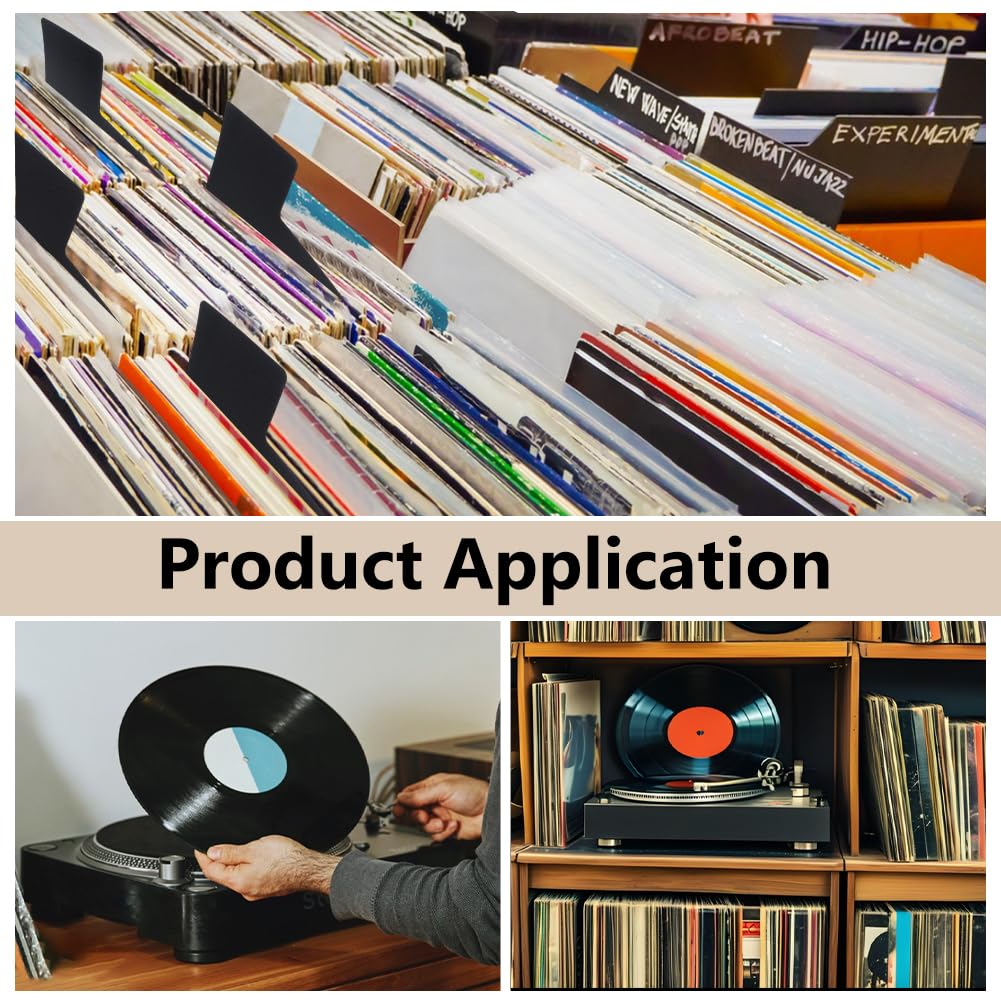 BENECREAT 36 Divisore per Dischi In Vinile, Divisori per Album In Plastica con Linguette per CD e DVD, Organizzatore di Collezioni per Libreria, 35x32cm, Nero