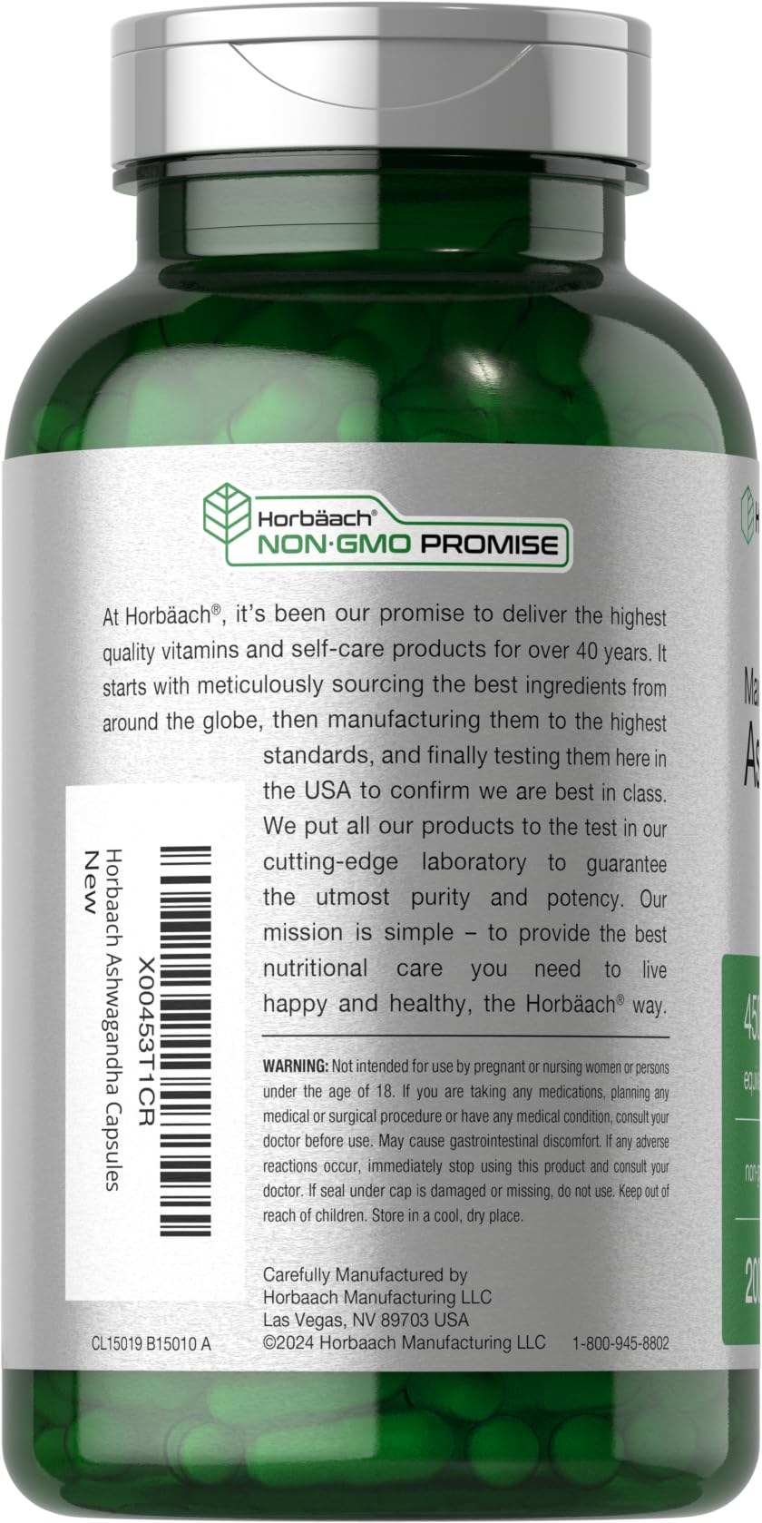 Horbäach Ashwagandha Supplement for Women and Men | 200 Capsules — Amazon image 3