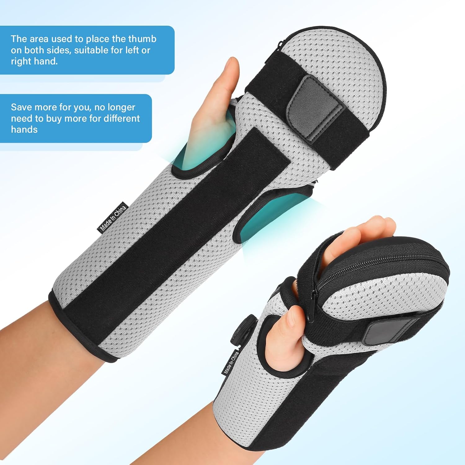 Resting Hand Splint Stroke Hand Brace for Pain Relief Arm Wrist Finger Splints for Carpel Tunnel,Stroke Recovery,Tendonitis, Sprain,Arthritis (Gray, Medium)