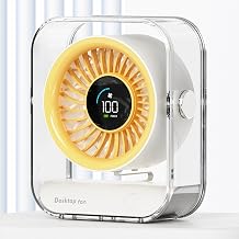 ViSSKO Desktop Fan, Rechargeable, 100 Levels of Airflow, Lightweight, Acrylic, Silent, 3,000 mAh, Large Capacity, 7 Blades, Powerful Blower, LCD Screen, Compact, Long Continuous Use, Japanese