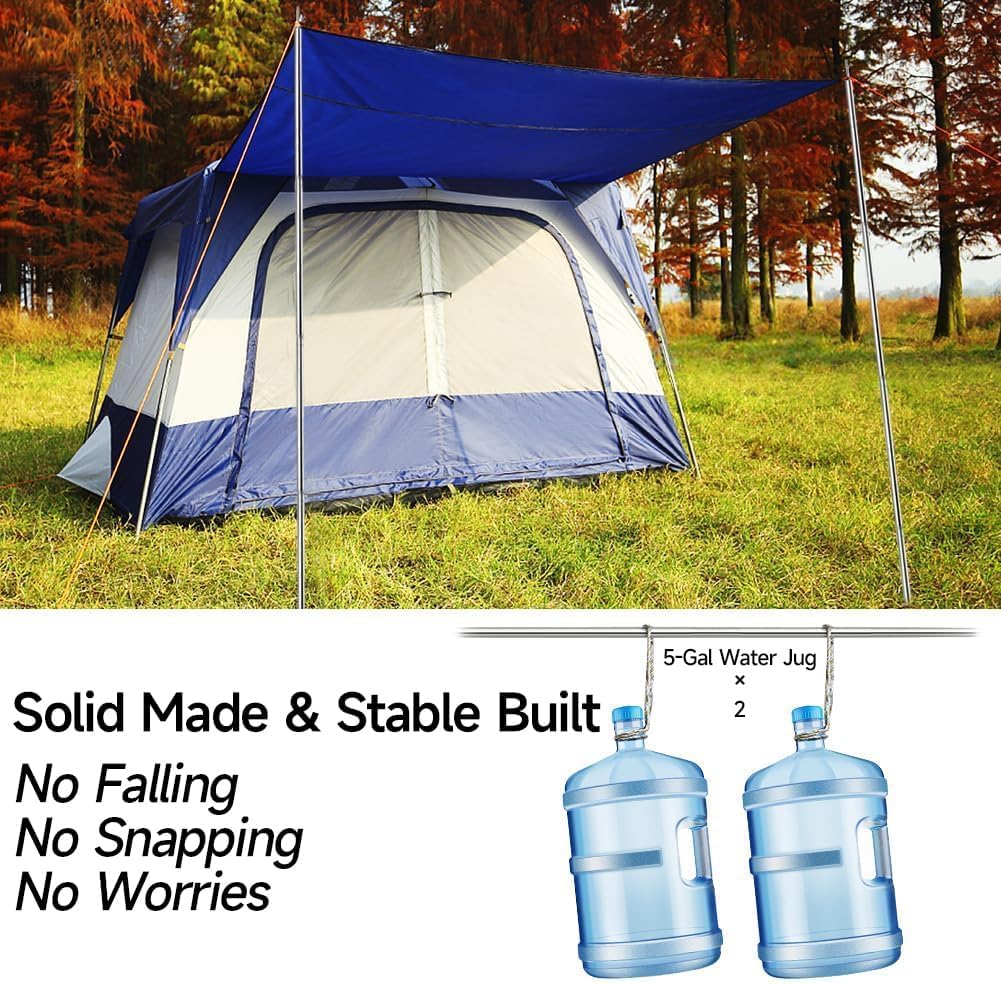 SANLIKE Edelstahl Teleskop Zelt- und Tarpstangen, verstellbare Camping Stützstangen für Sonnensegel, Vorzelte & Markisen, Ersatzstangen diverser Sets (Silber 2PCS)