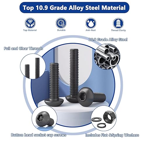 Miniatura 3 de Kit surtido de tornillos métricos de 1840 piezas, M2 M3 M4 M5 Kit de tornillos y tuercas hexagonales de cabeza de botón hexagonal de grado 10.9 de