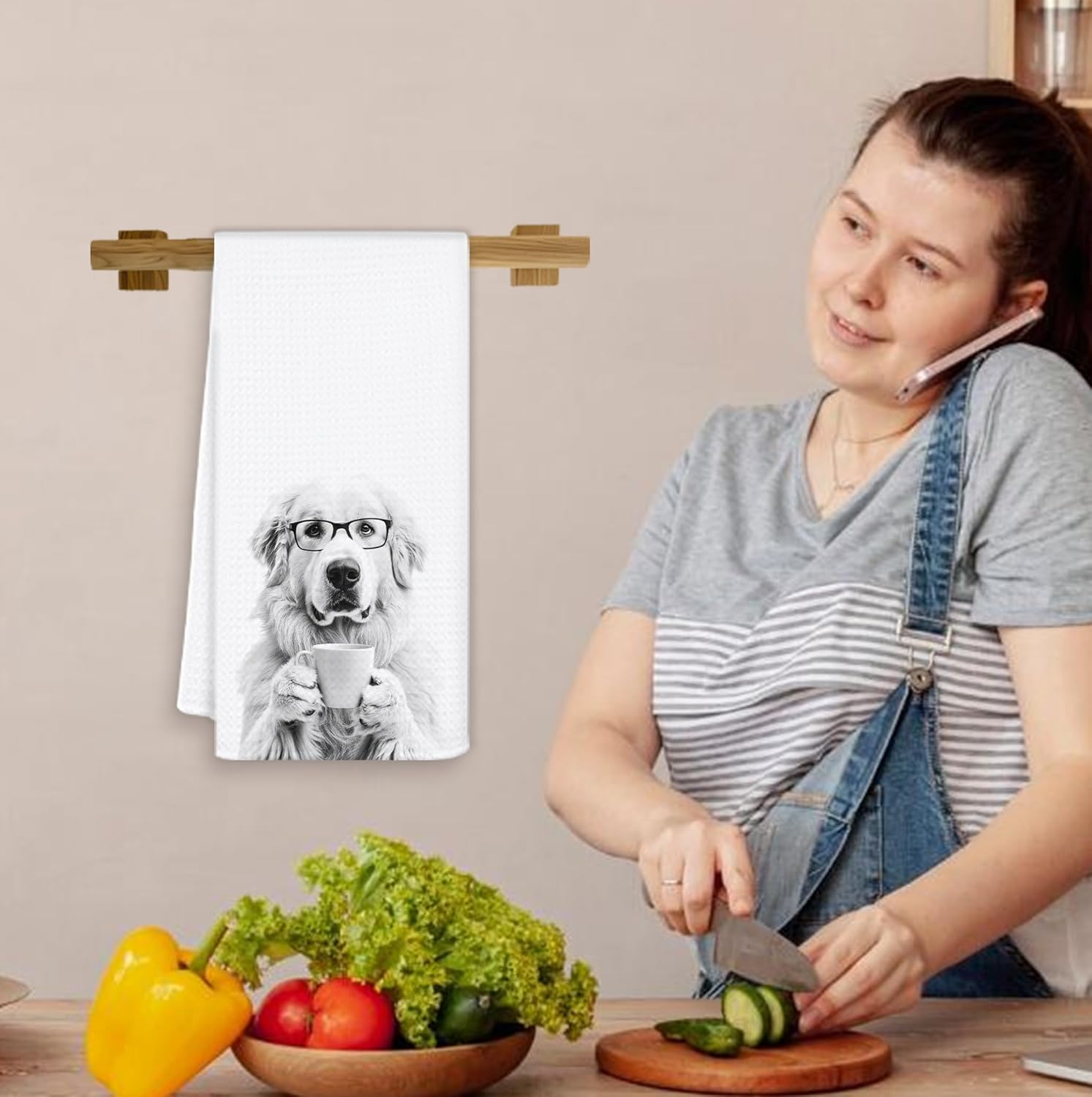 Funny Golden Retriever Kitchen Towels, Gifts for Golden Retriever Lovers Dish Tea Towels, Black and White Dog Owner Gifts Hand Towel for Kitchen, Coffee Bar Station Decor, 16x24 Inch - Image 6