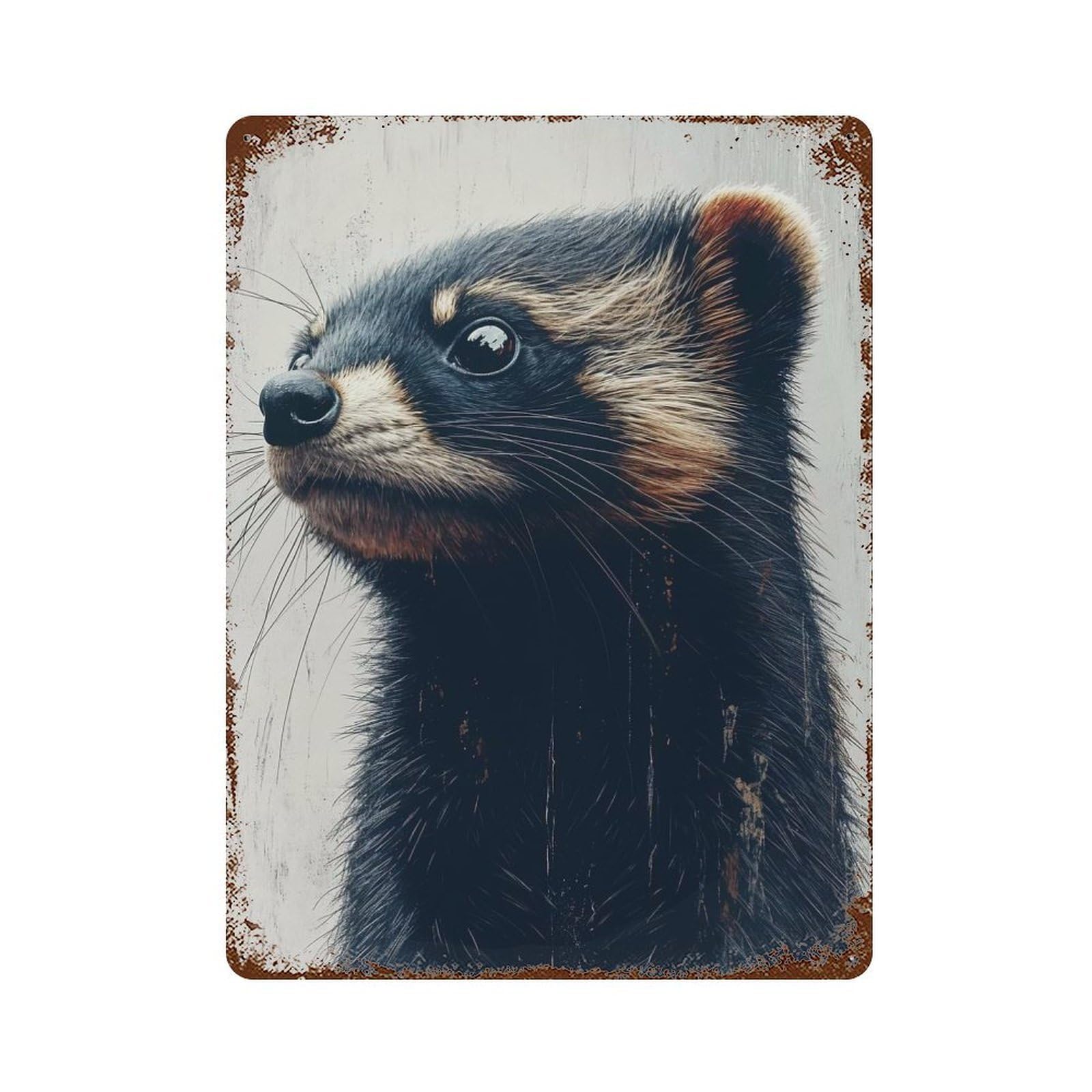 Ferret Portrait Rustic Tin Plaque 15.7"x11.8", for Shed, Workshop And Garage Wall Decor, Shabby Chic Decor