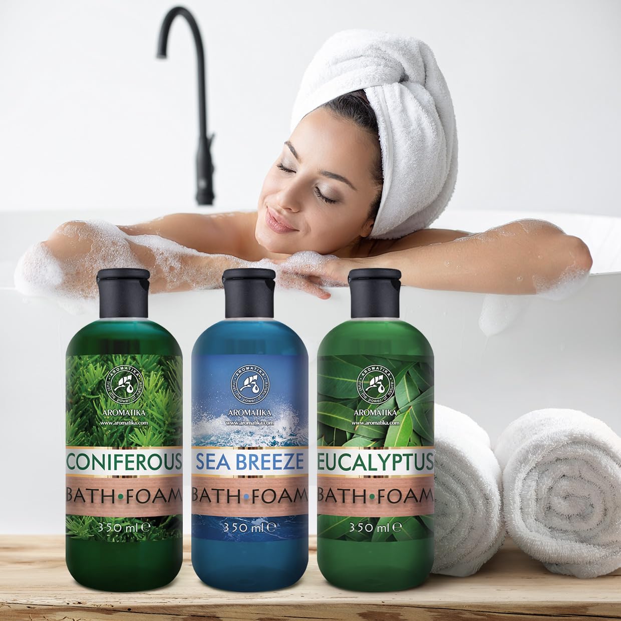 Espuma Baño Set Coníferas & Brisa Marina & Eucalipto 3x350ml - Cuidado del Cuerpo - Relajación - Aroma Fresco - Aromaterapia - Spa - Baños de Burbujas - Belleza