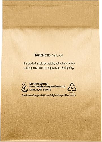 Miniatura 2 de PURE ORIGINAL INGREDIENTS Cristales de grado alimenticio de ácido málico (8 onzas), sabor agrio