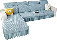 Vista 20 de Fundas elásticas para cojín en forma de L, funda de sofá modular de 1/2/3/4 asientos, con falda, sillón, sofá biplaza, protector de muebles