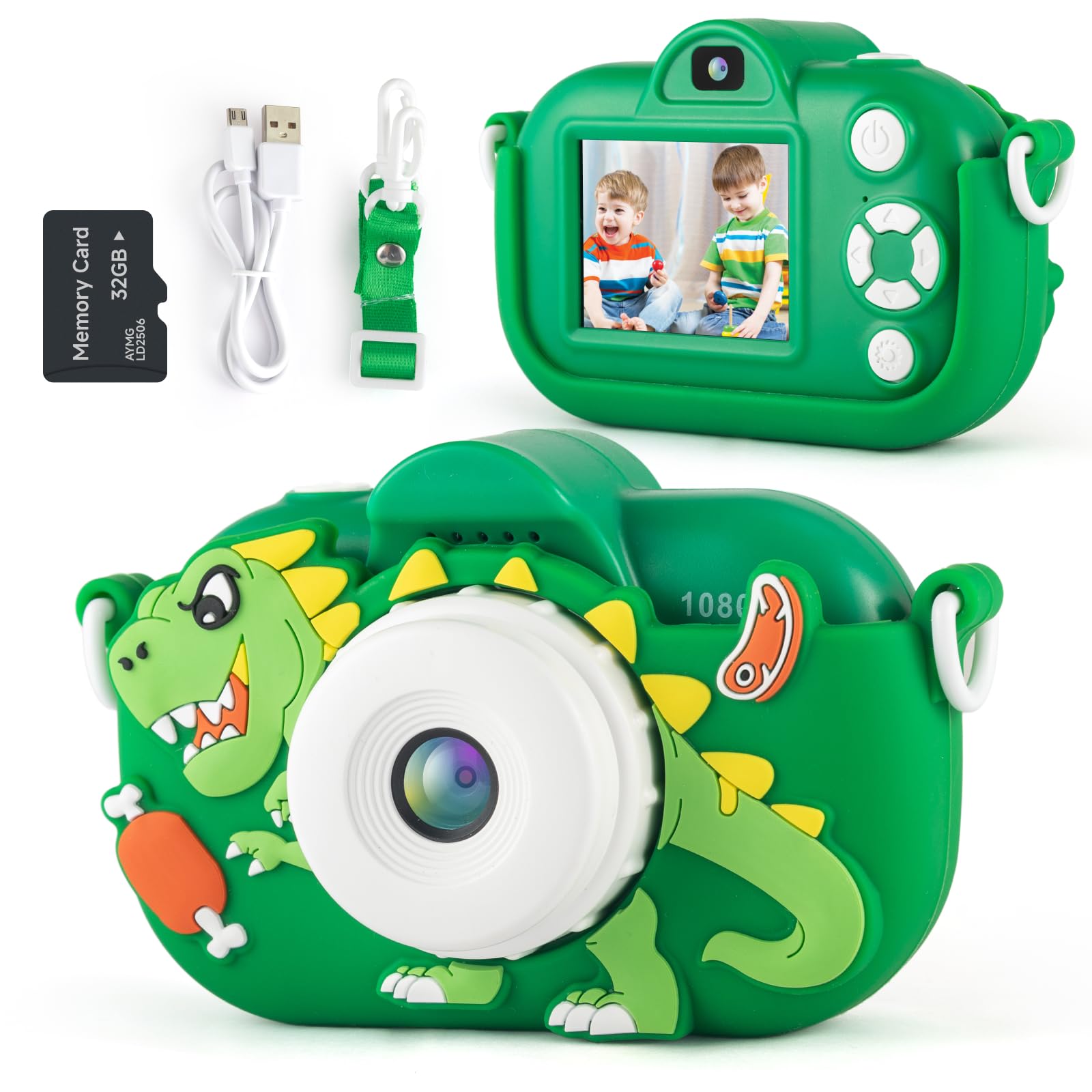 Photo 1 of NBKLS Kids Digital Camera, 48MP Dual Lens, 1080P HD Video, Green
