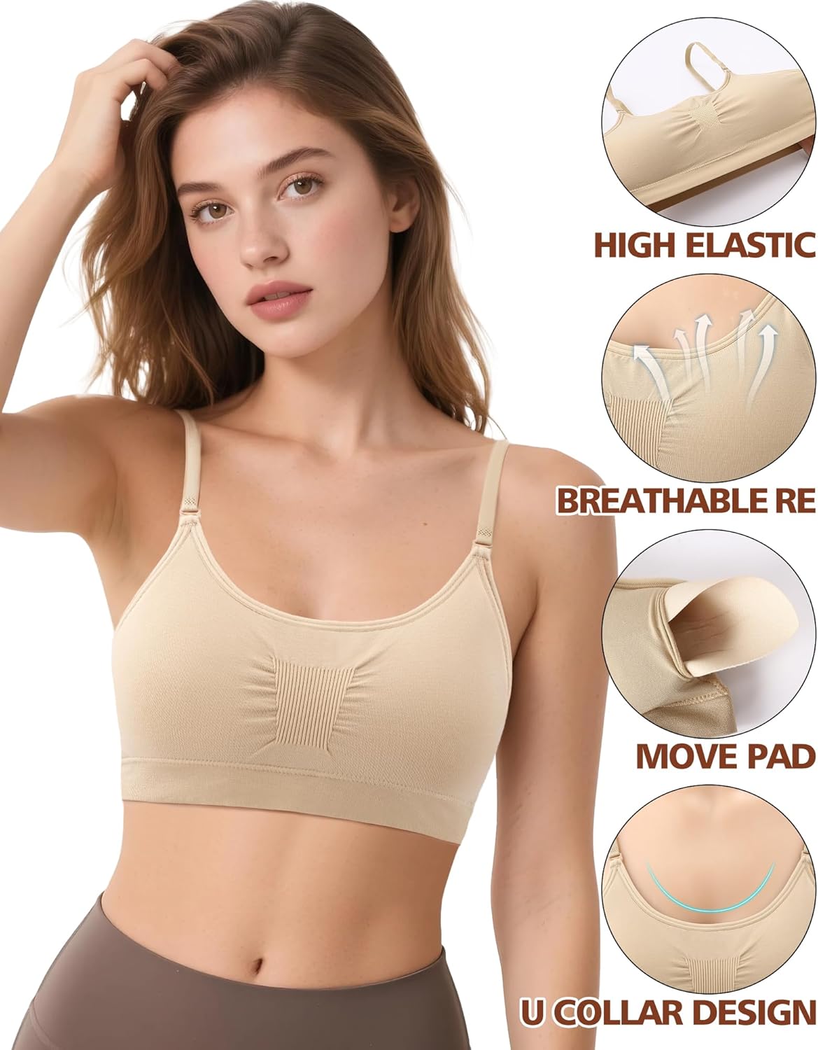Clear Strap Bra for Girls Women, Nude Dance Bra Seamless Pad Ballet Bras with Adjustable Straps and Silicone Covers - Image 3