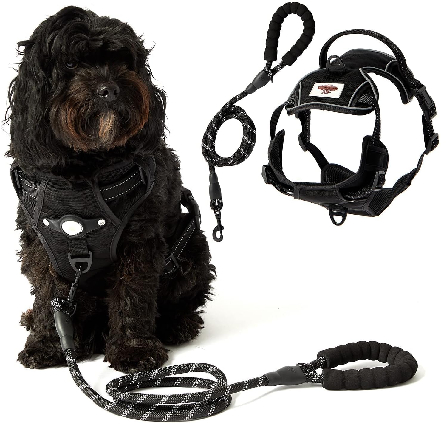 Dog Comrade No Pull Dog Harness Leash Set, Reflective Dog Vest with Apple AirTag Holder, Easy Walk Adjustable Dog Harness for Large Dogs…