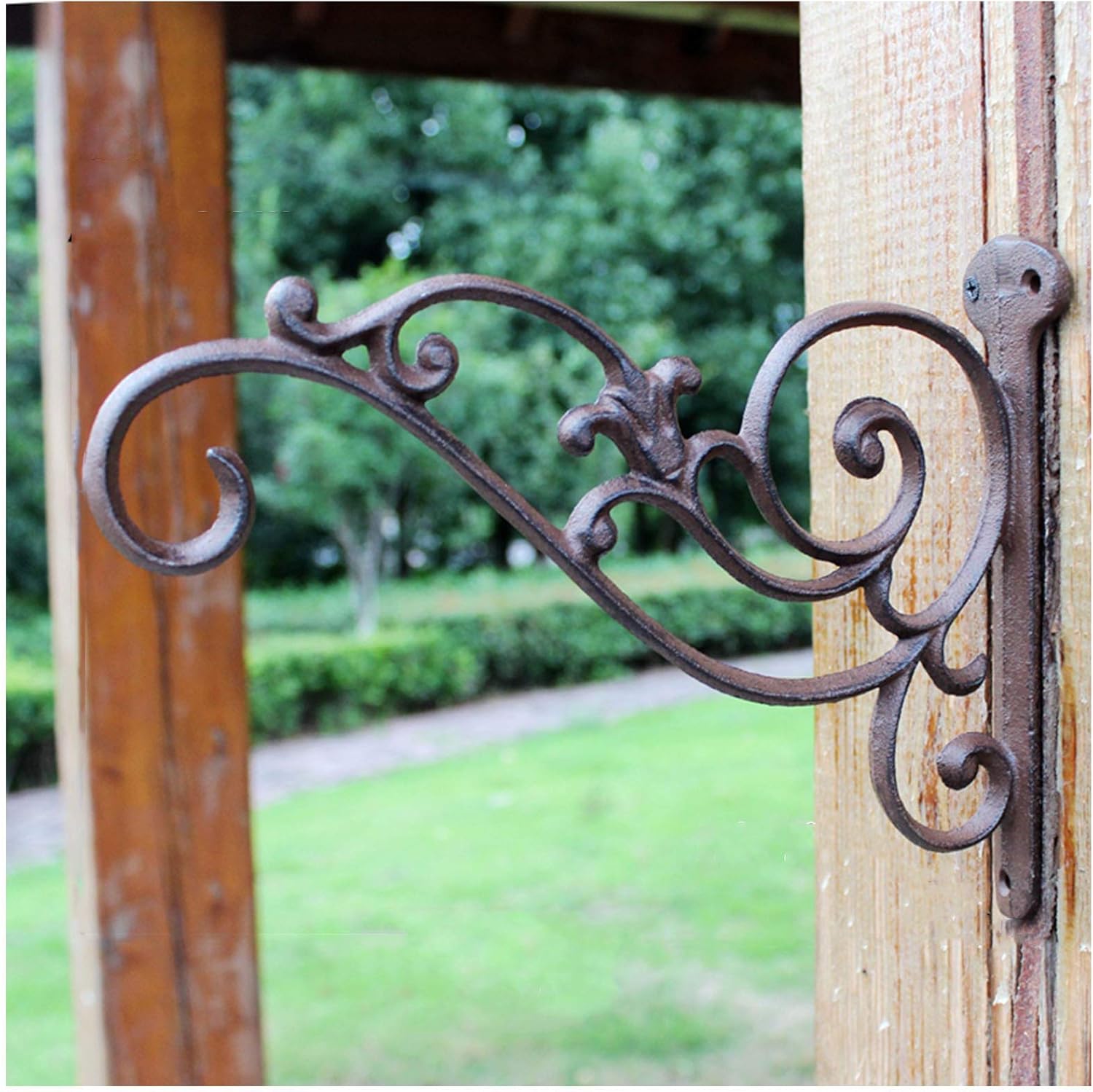 Y&J Decorative Brackets for Outside, Wall Bracket for Hanging Basket, Vintage Plant Brackets, Cast Iron Material, for Bird Feeder, Wind Chime, Garden, 1 Pcs