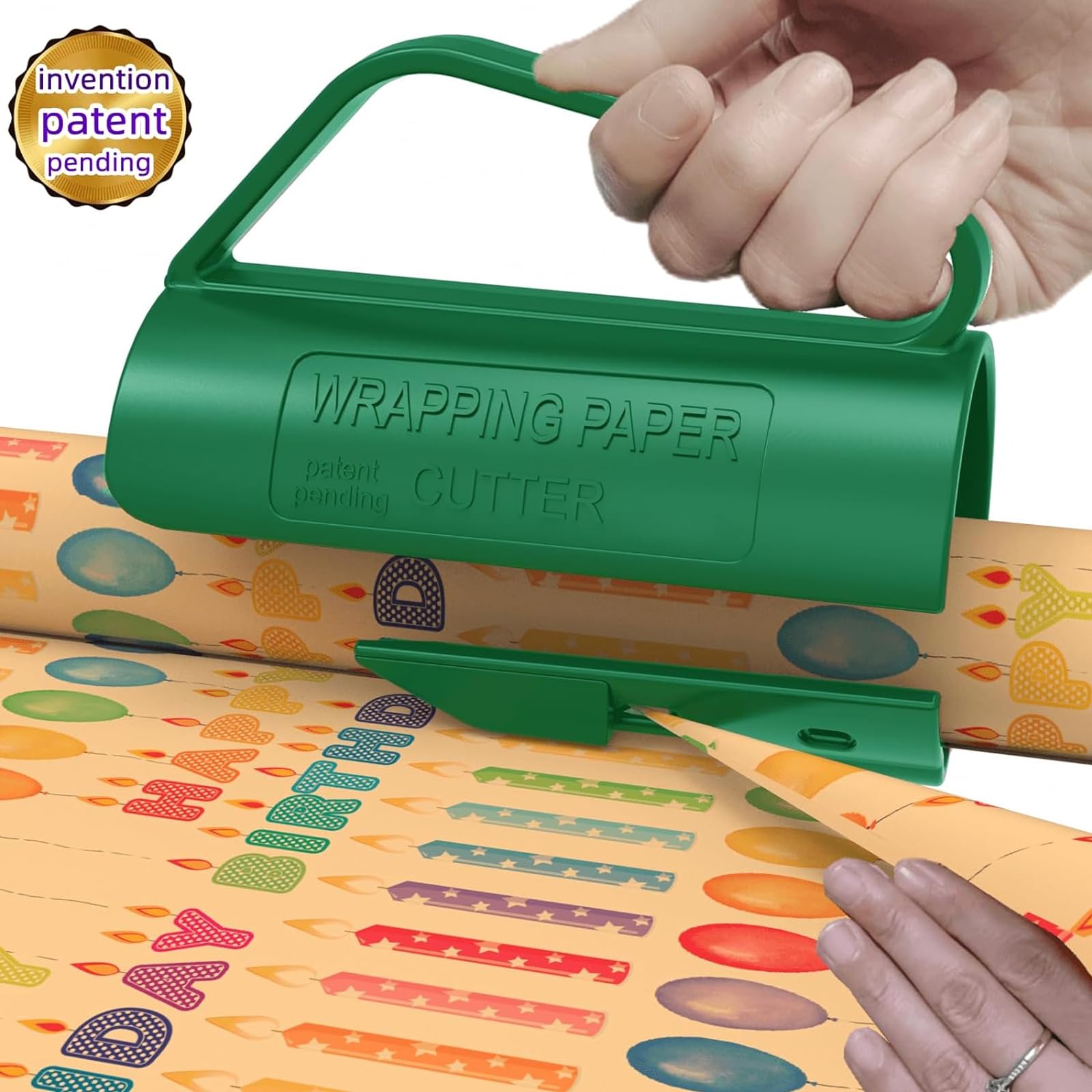 Taglierina Per Carta Regalo Portatile - Taglierino Con Manico, Per Imballo Regali, Natale, Compleanni, Verde