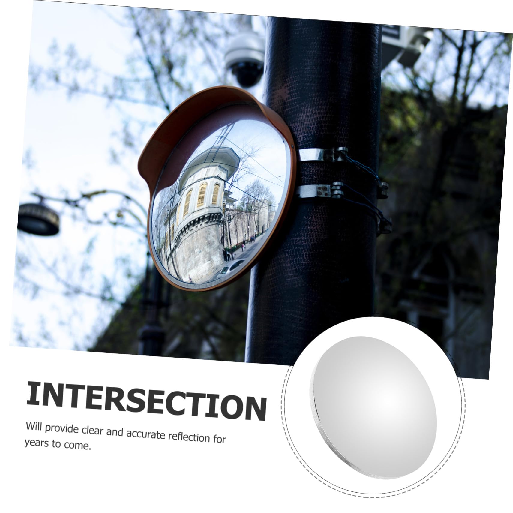 Gatuida Espejo de Seguridad Convexo Ligero de Plástico Color Plata Amplio Campo de Visión para Carreteras y Almacenes, Diseño Compacto y Resistente