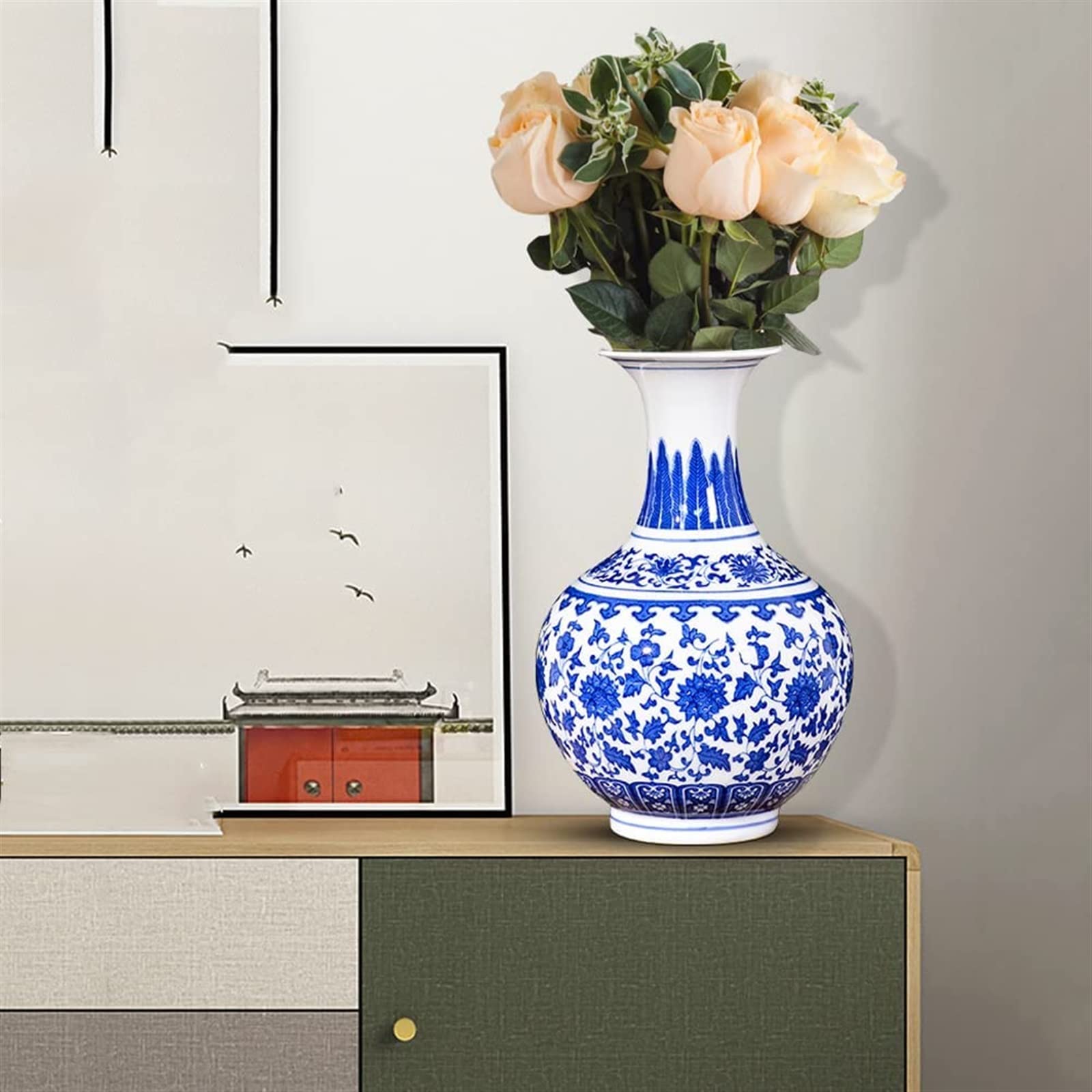 Amazon.co.jp: 植木鉢 景徳鎮の陶器と磁器の古風な青と白の磁器の小花 