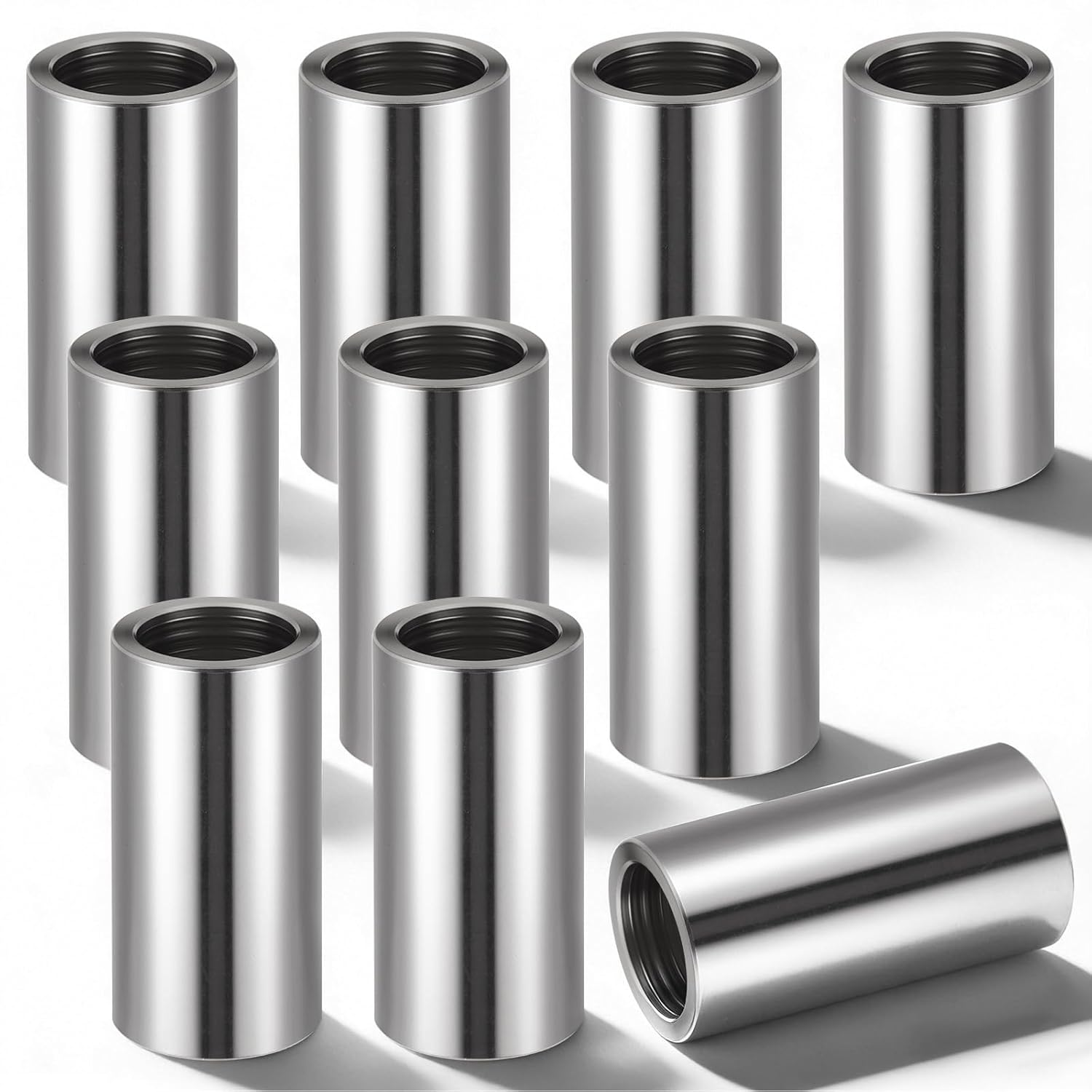 Yaocom 10 Pcs Stainless Steel Spacer 1" OD x 3/4" ID x 1-1/2" Length Round Spacer Unthreaded, Screw Standoff Bushing Plain Finish Round Metal Spacers for 3/4 Screws Bolts and Rods
