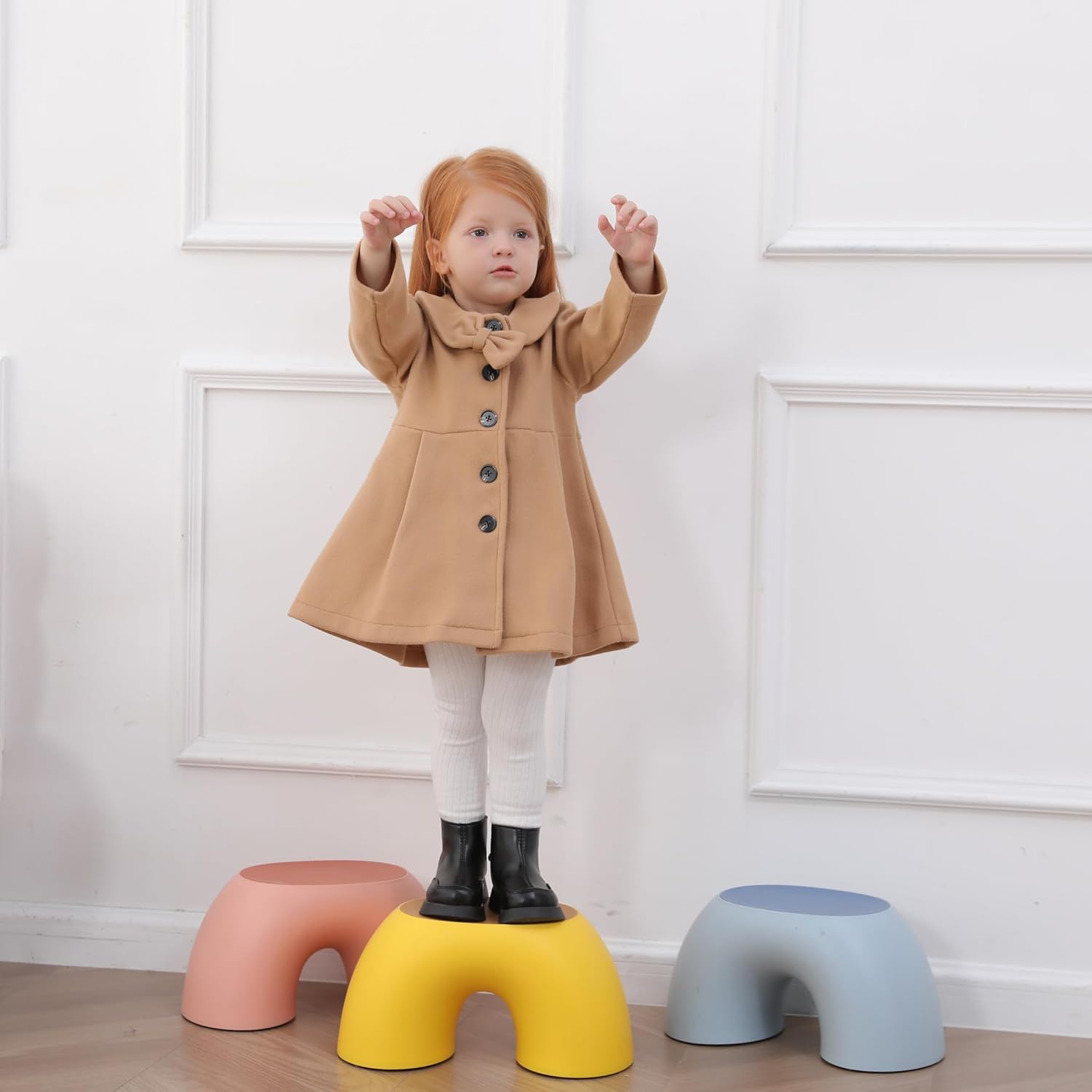 Toddler Baby Girl Coat Long Sleeve Solid Color Buttons Clothes Jacket Little Girls Dress Coat Fall Winter Outfit - Image 2