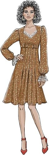 Miniatura 5 de Butterick Patterns Vestido plisado hasta la rodilla hasta el tobillo para mujer, patrones de costura, 6-8-10-12-14, blanco